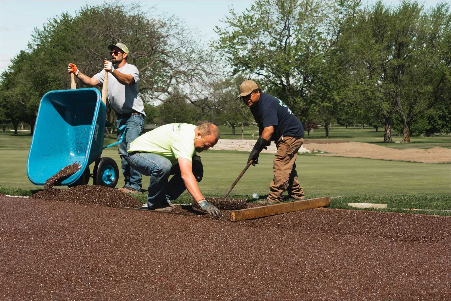 Porous pave being installed