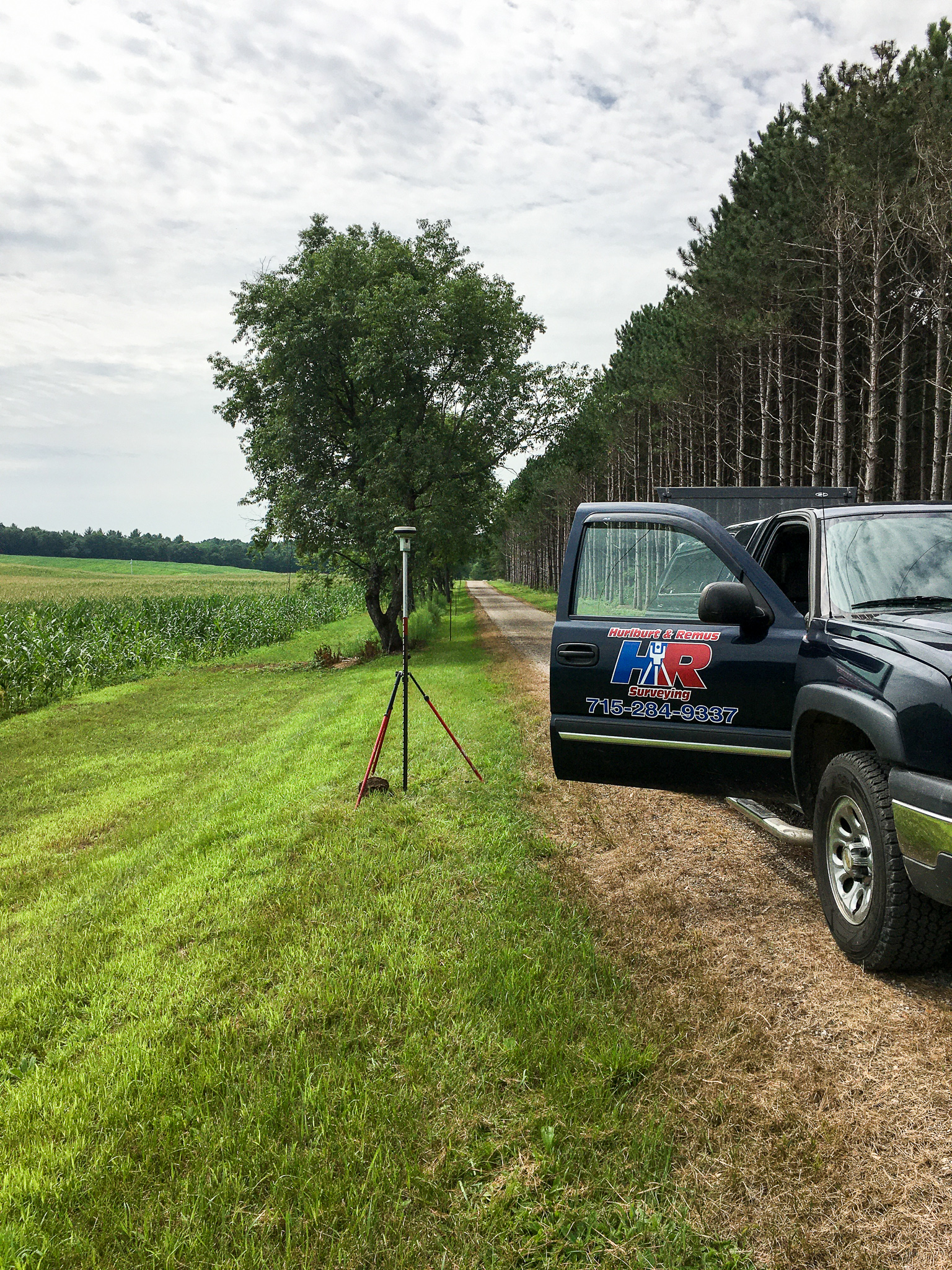work truck with survey equipment