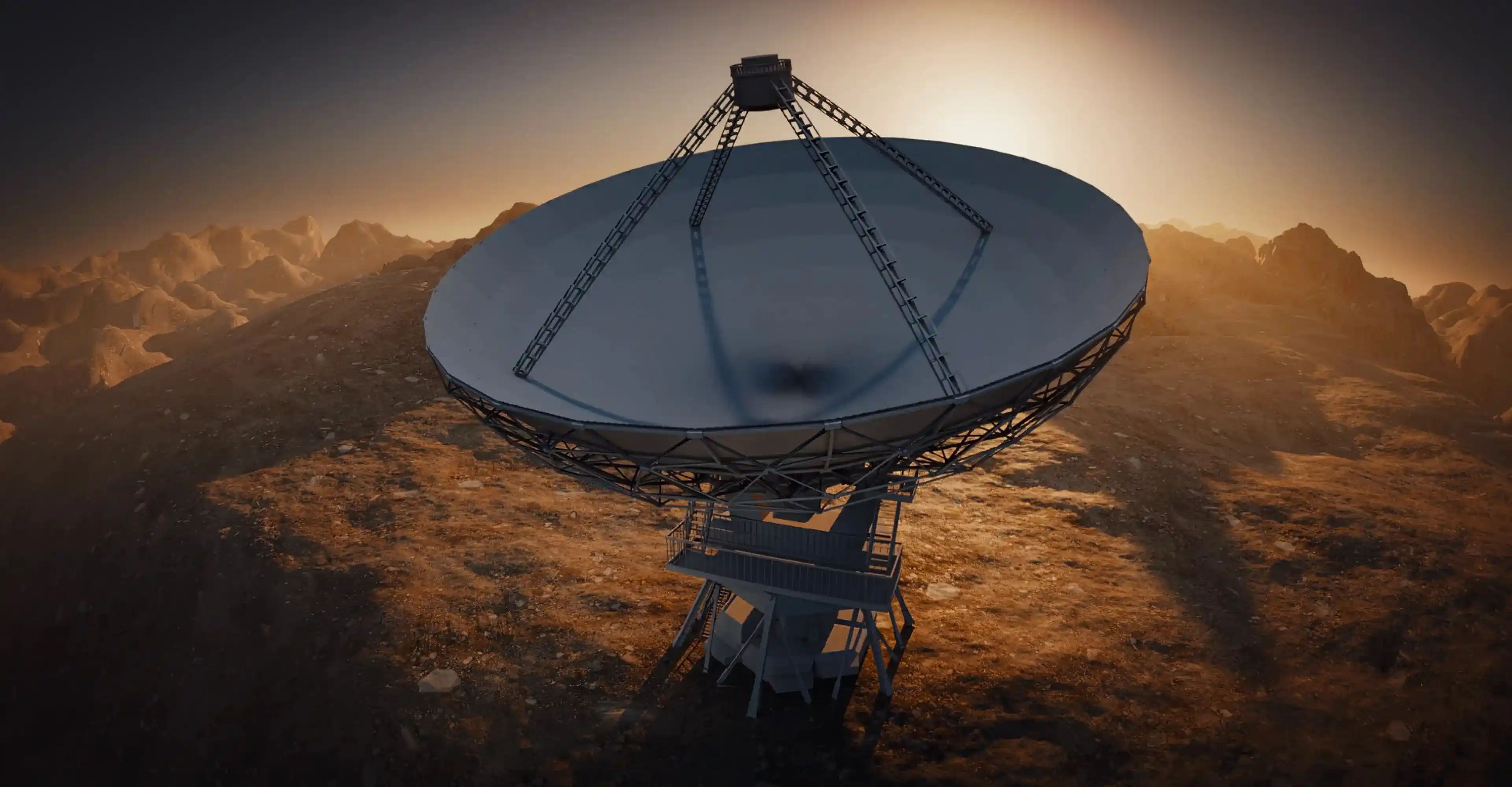 Radar Satellite in a barren landscape