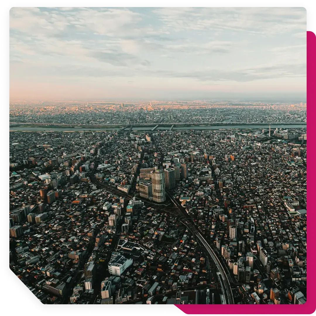 overhead of city