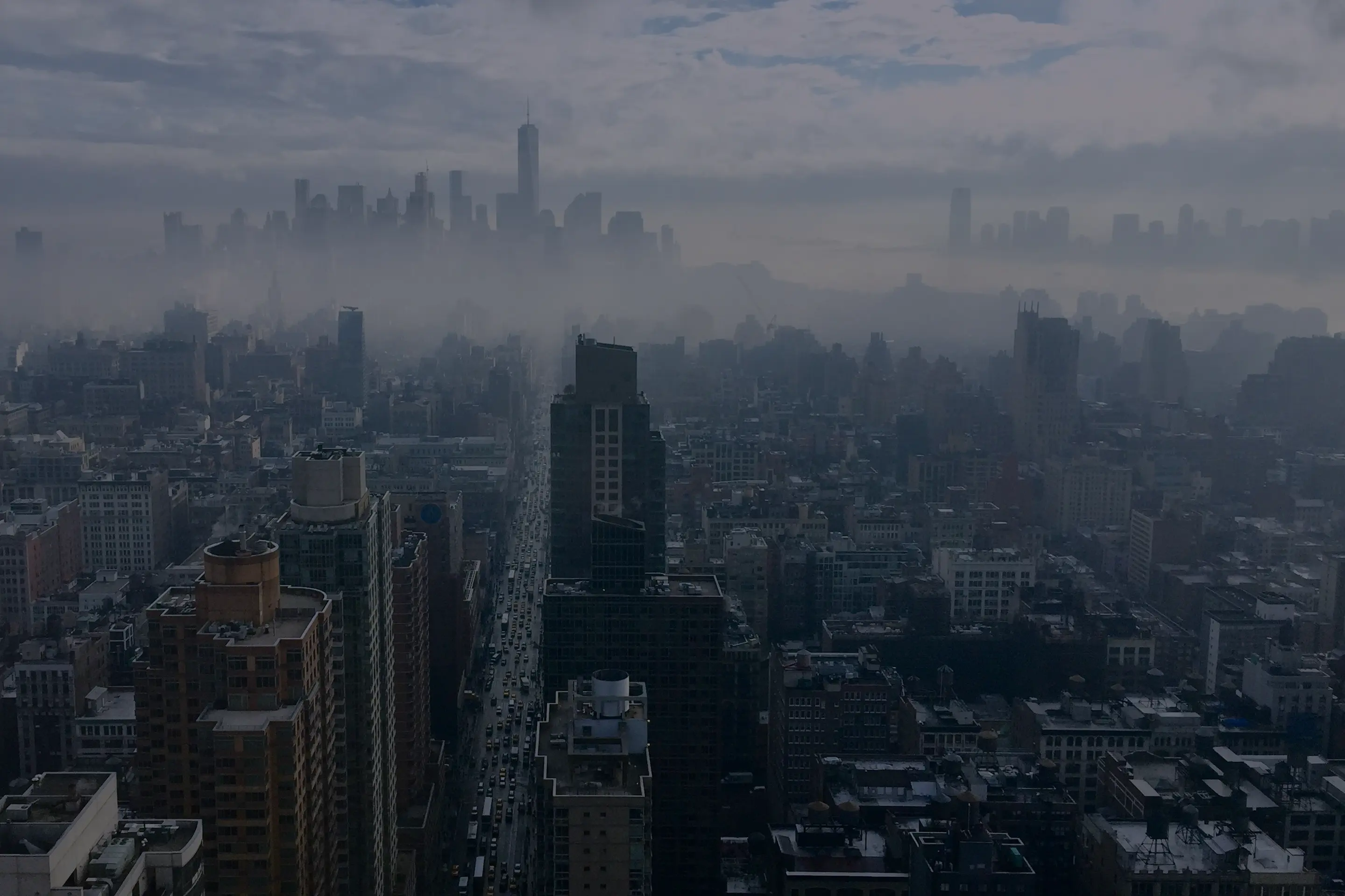 overhead of city
