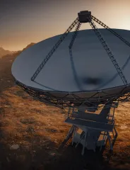 Radar Satellite in a barren landscape