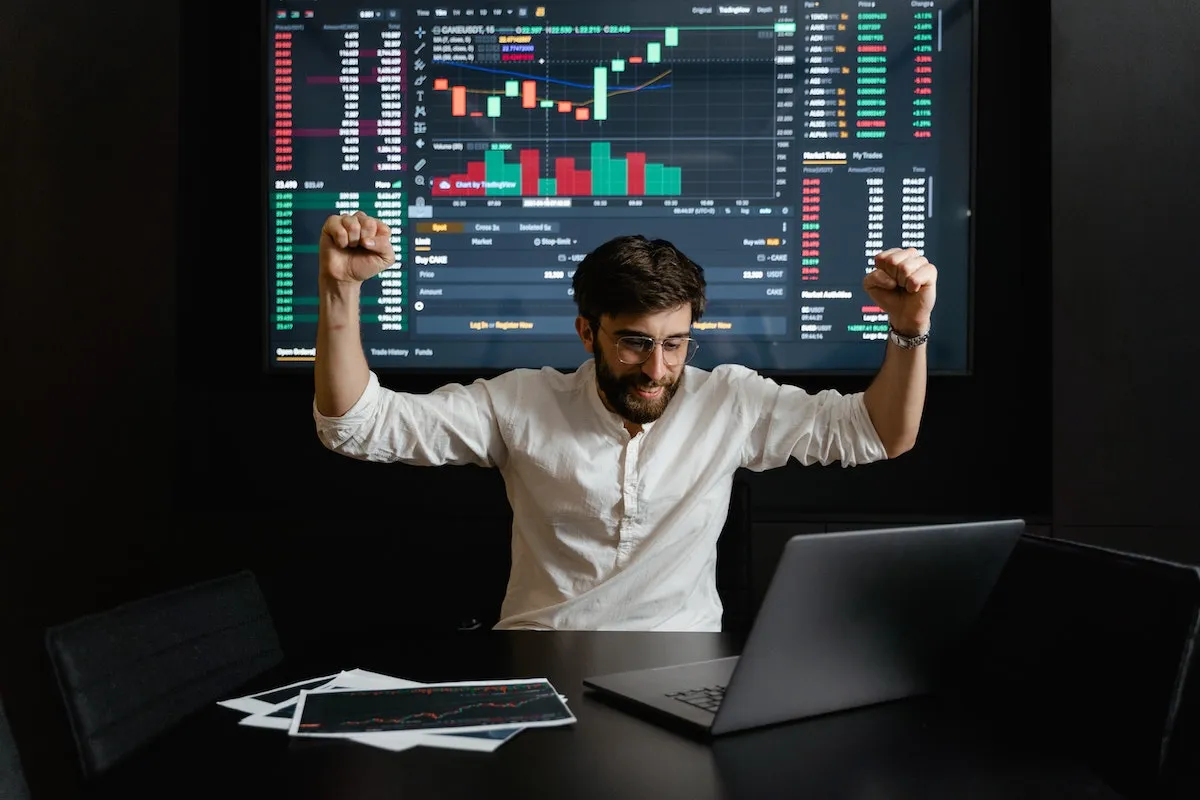 Investing in Computer vision, man celebrating
