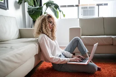 Woman working remotely 