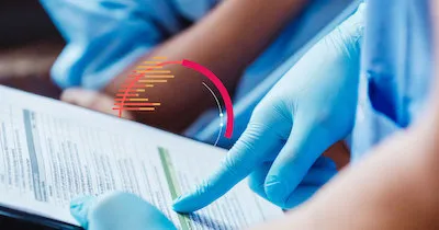 nurse looking at form