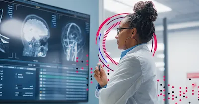 doctor looking at radiology scans