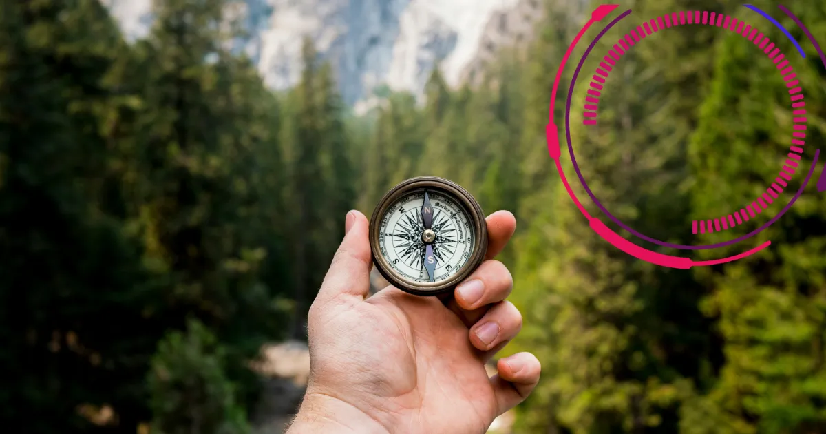 compass with trees in background