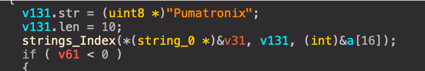 Fingerprinting of “Pumatronix”.