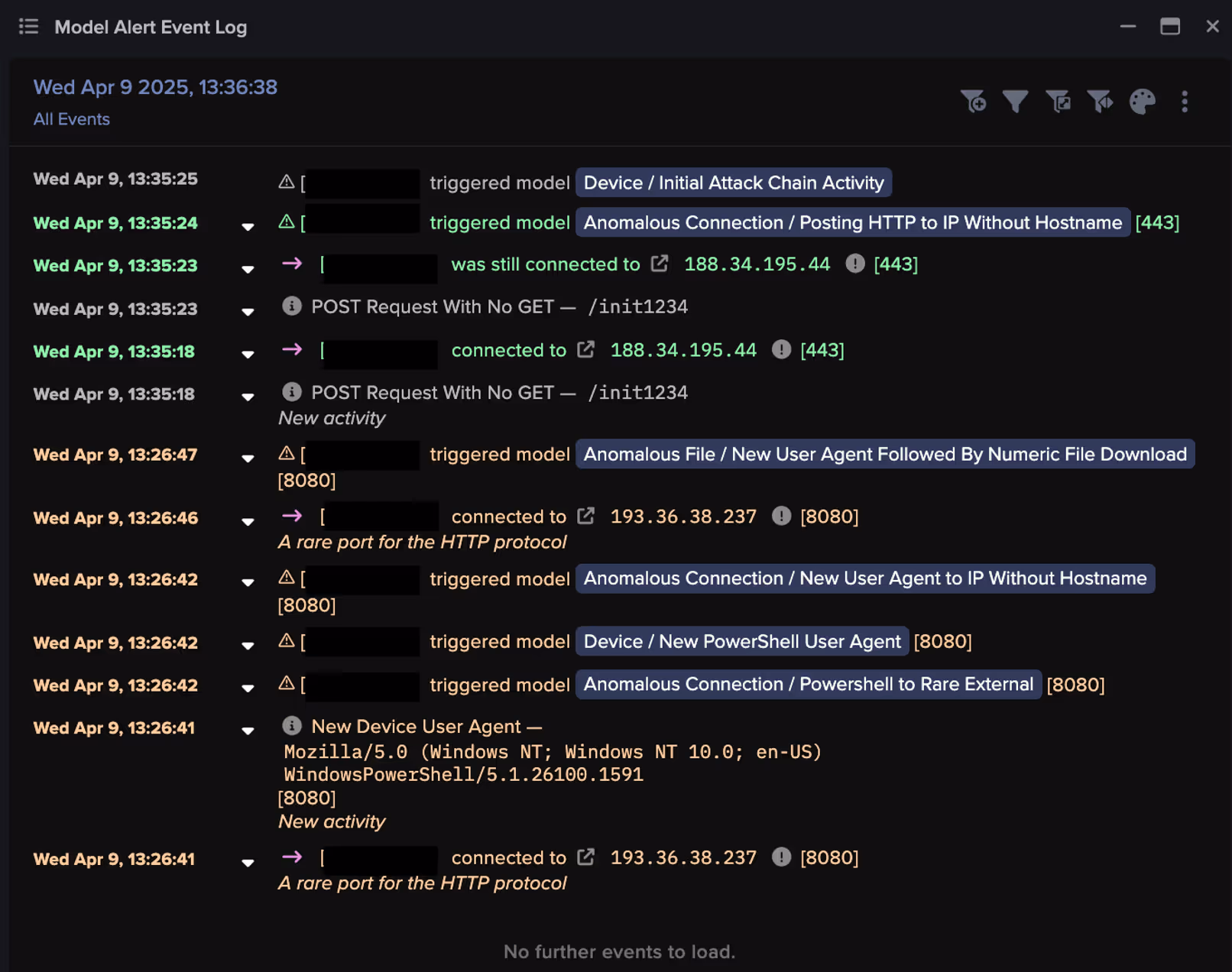 Darktrace correlated the separate malicious connections that pertained to a single campaign. 