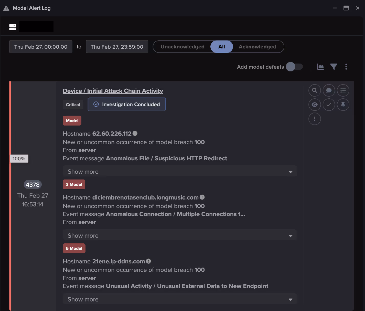  Darktrace’s detection of initial attack chain activity. 