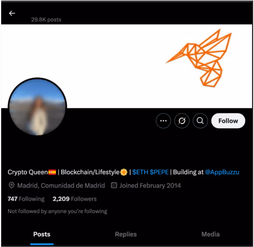 Example of a compromised X account to create a “BuzzuAI” employee.