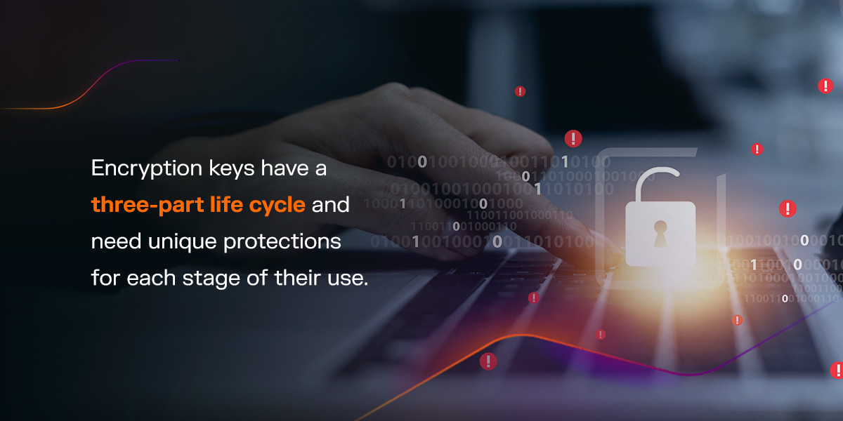 encryption keys have a three part life cycle and need unique protections for each stage of their use