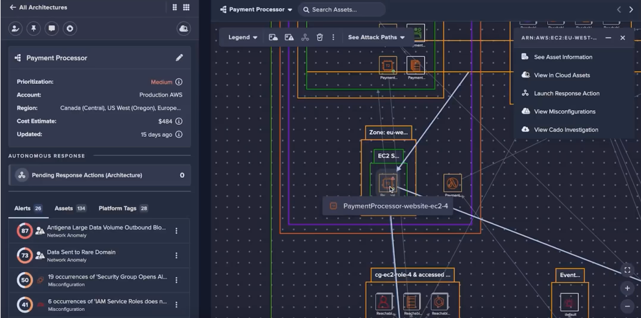 Darktrace / CLOUD architecture view providing critical cloud context