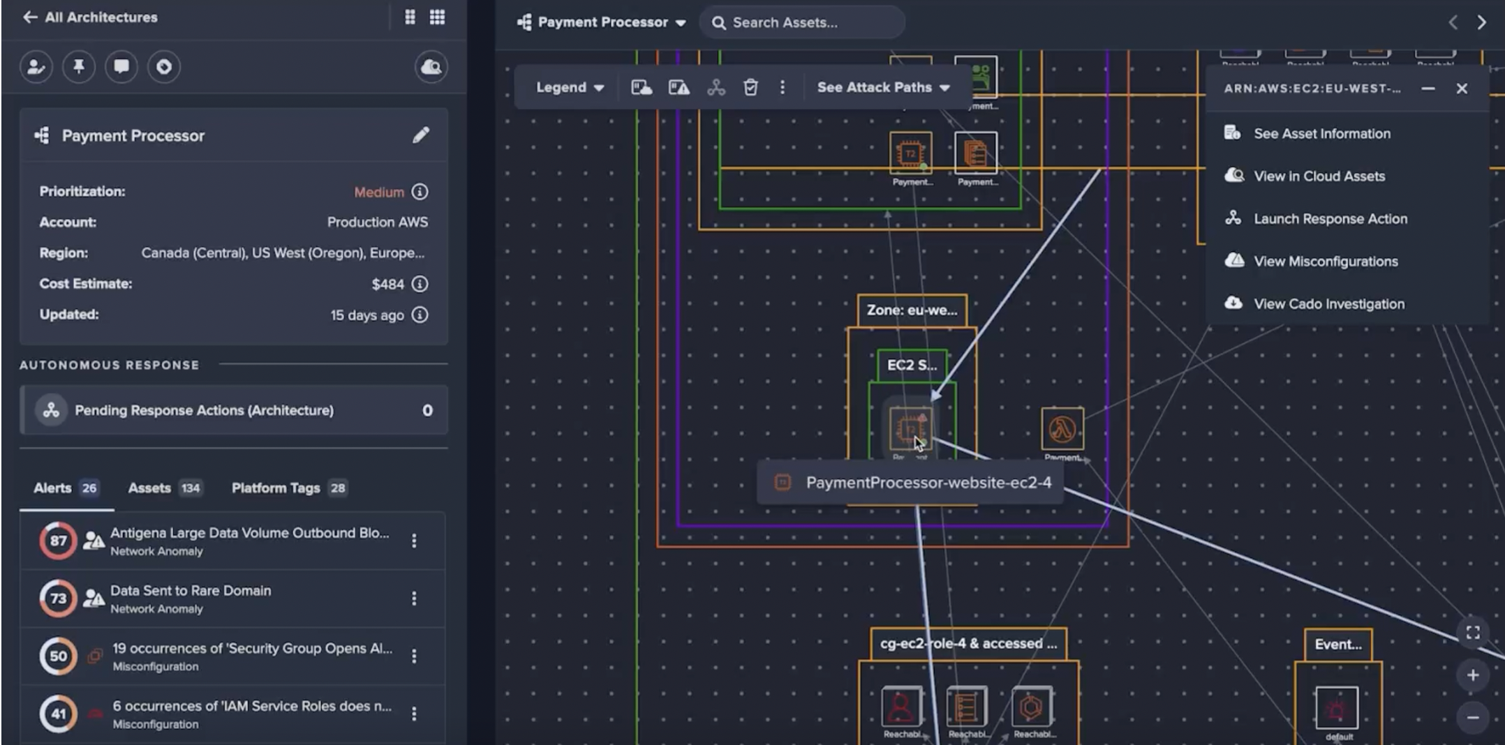 Darktrace / CLOUD architecture view providing critical cloud context
