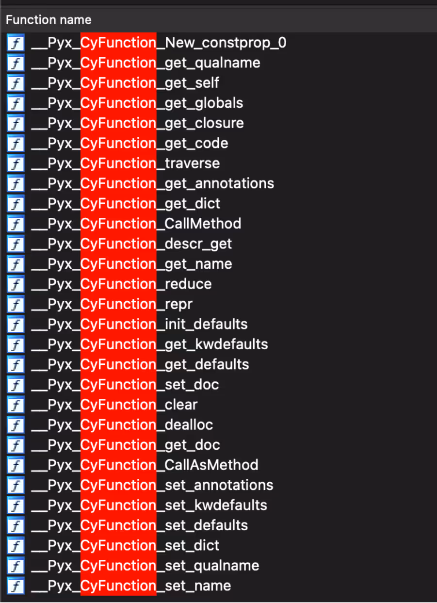 Embedded Cython functions