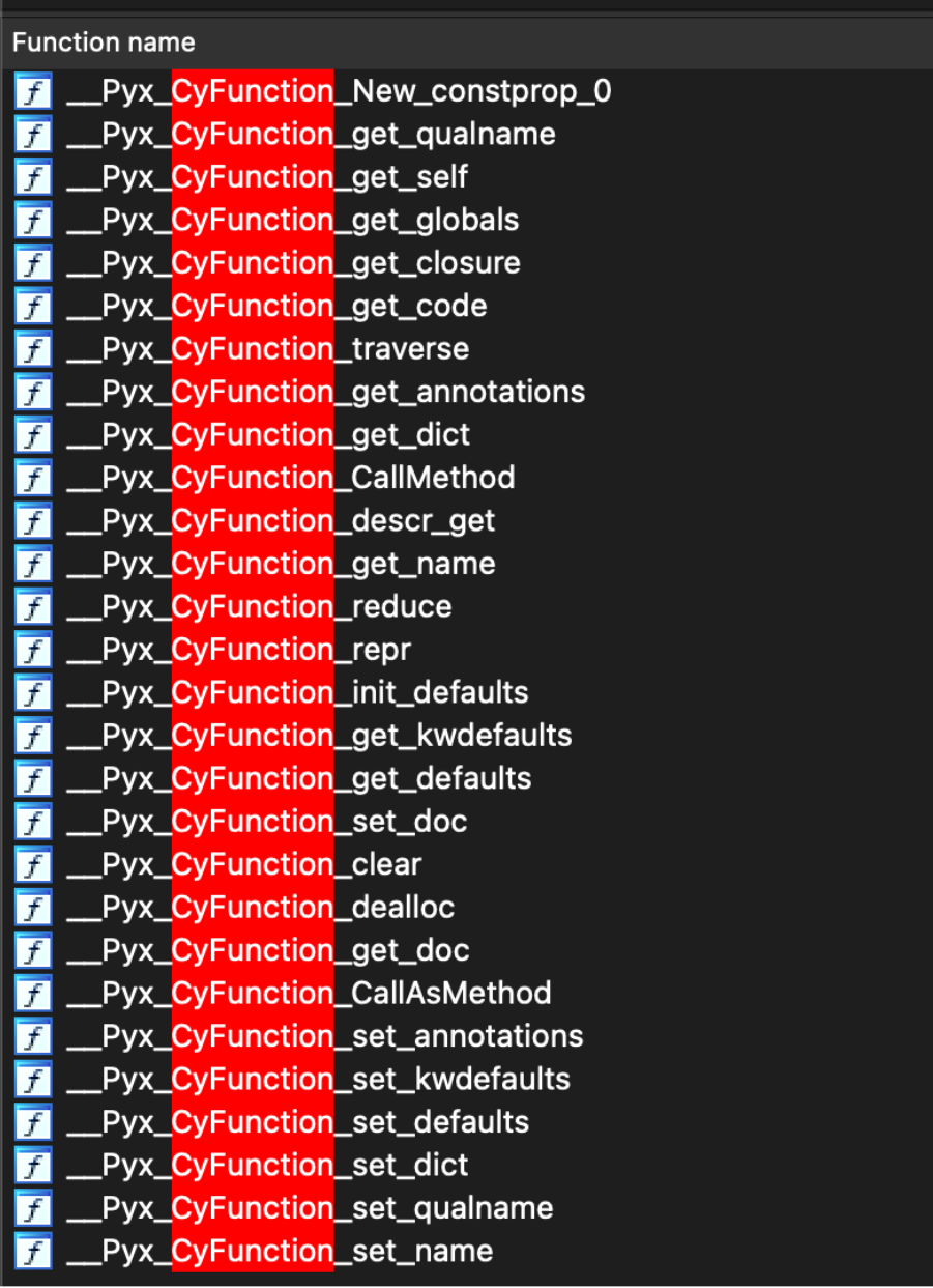 Embedded Cython functions