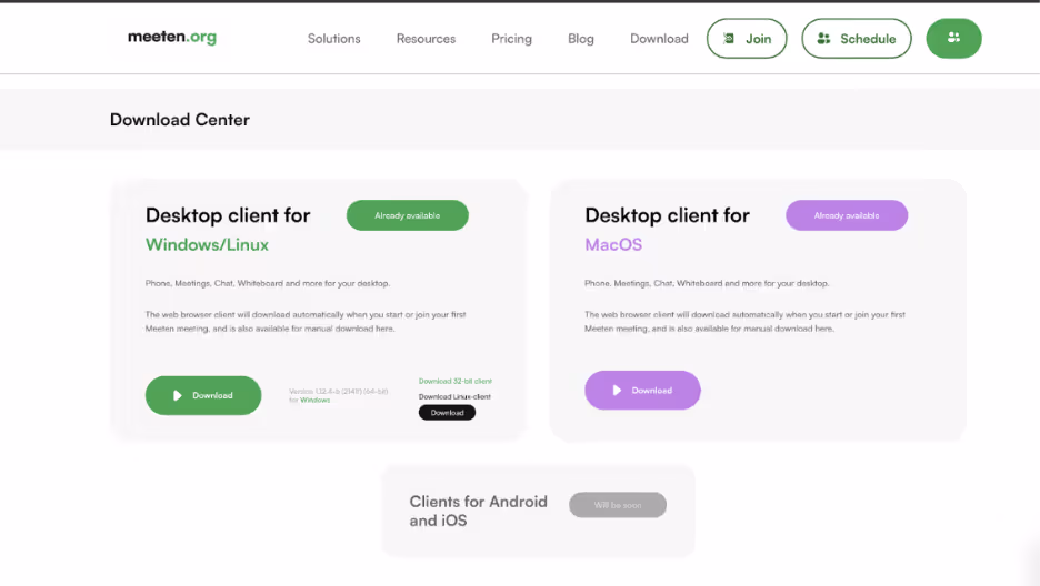 Meeten downloads page