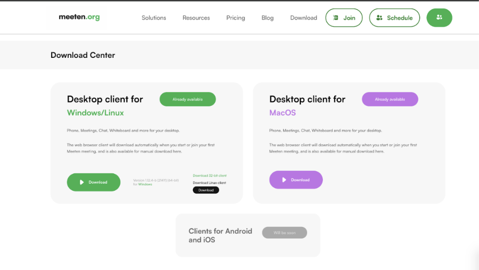 Meeten downloads page