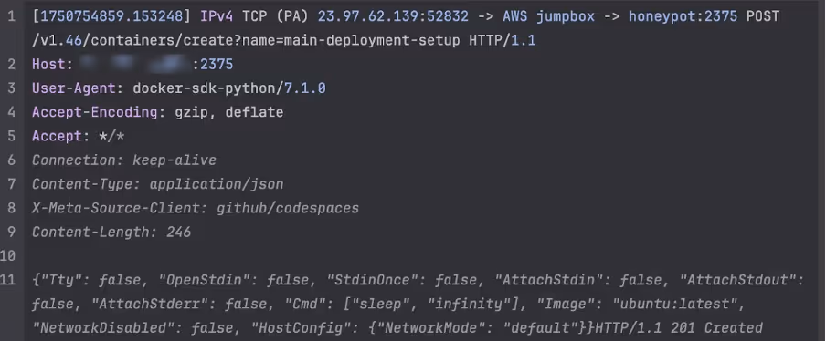 Attacker creates a blank container from an Ubuntu image.