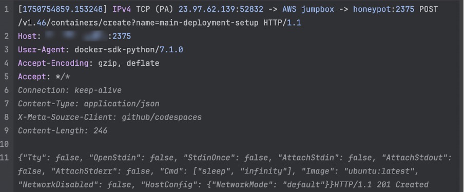 Attacker creates a blank container from an Ubuntu image.