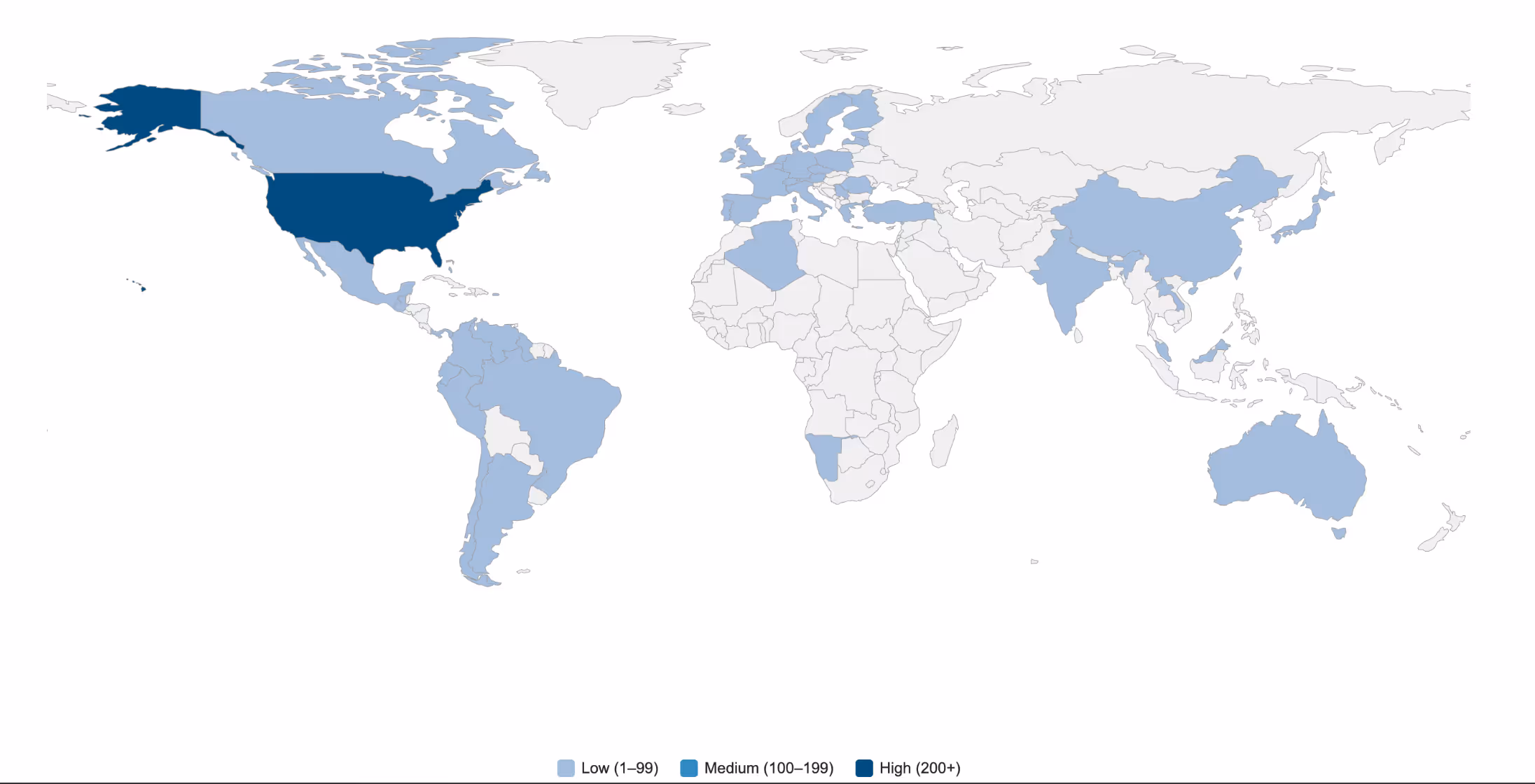 Geographical distribution of organization’s affected by Akira ransomware in 2025 [9].
