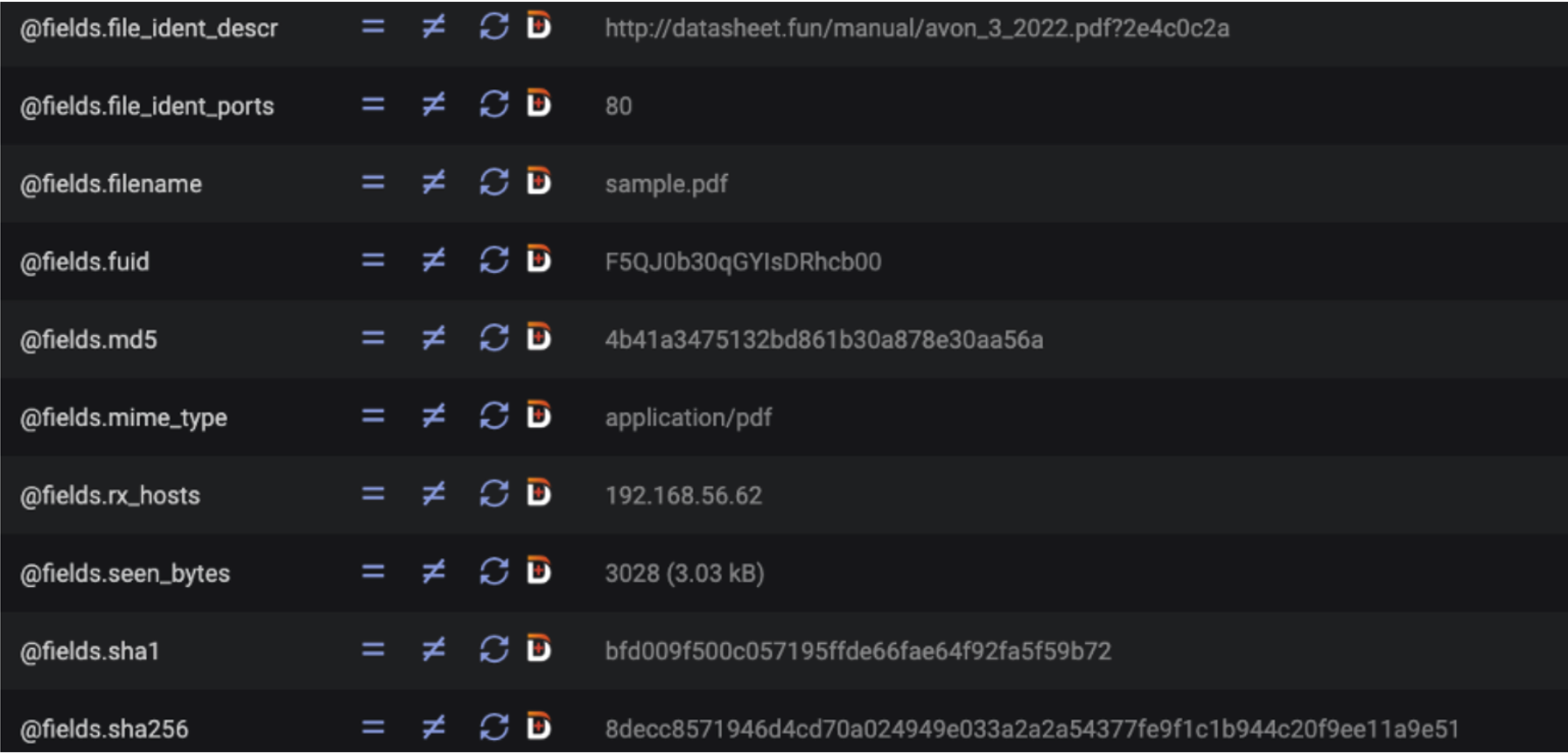 Advanced Search log details highlighting a device infected by Socks5Systemz downloading a suspicious PDF file.