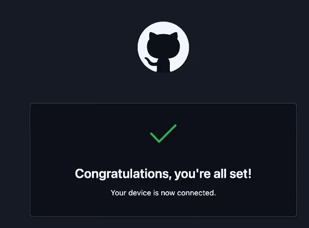 GitHub screenshot after connection is authorized.