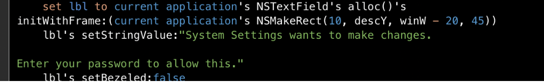  Fake dialog prompt for system password.