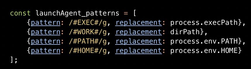 LaunchAgent patterns to be replaced with victim information. 