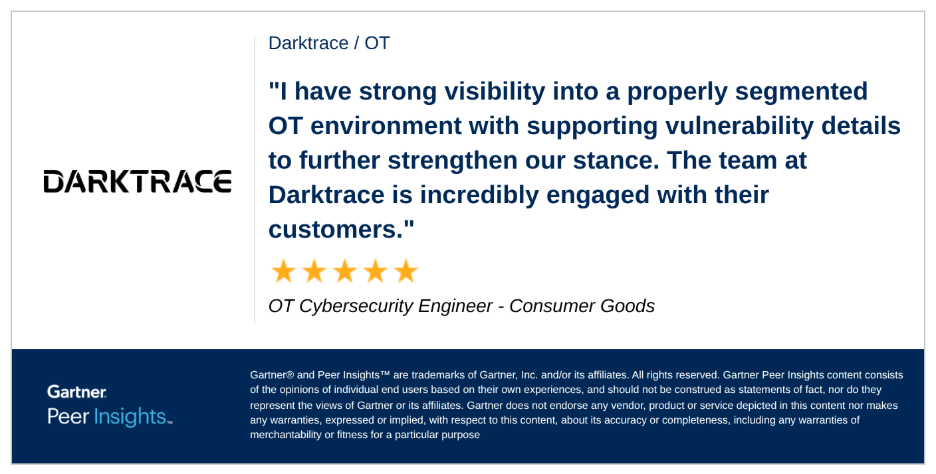 Darktrace / OT customer review