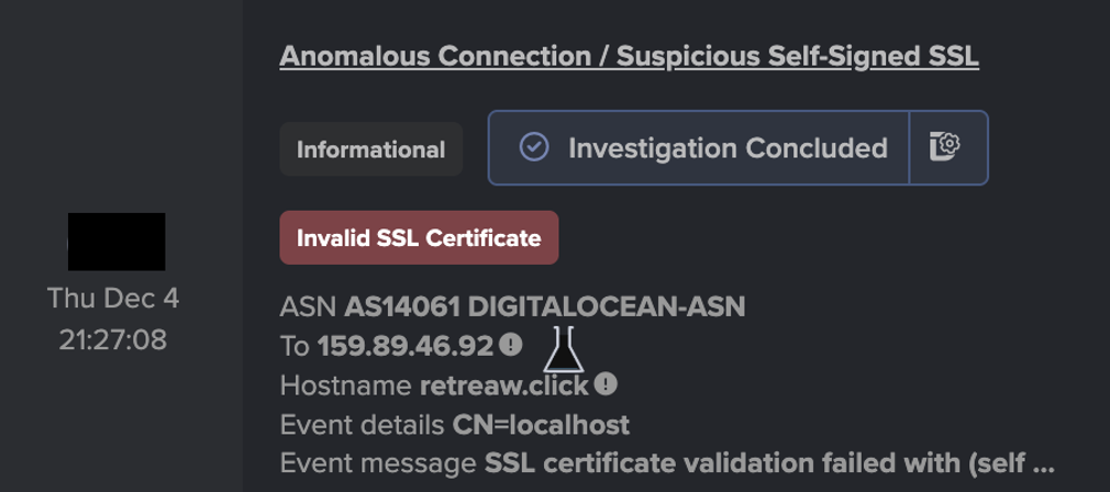 Darktrace’s detection of suspicious SSL connections to retreaw[.]click, indicating an attempted link to Lumma C2 infrastructure.