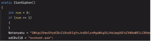 Function “ZionSiphon()” used by the malware author.