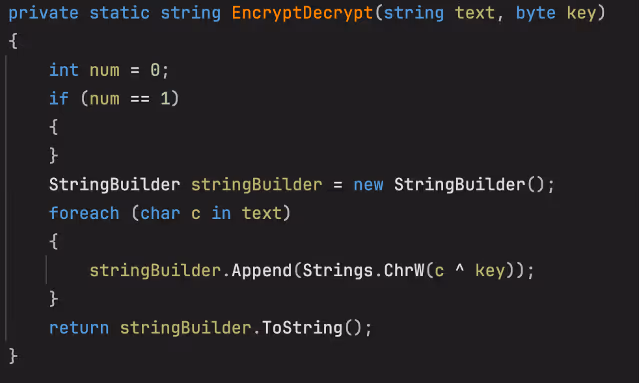 The “EncryptDecrypt” function 