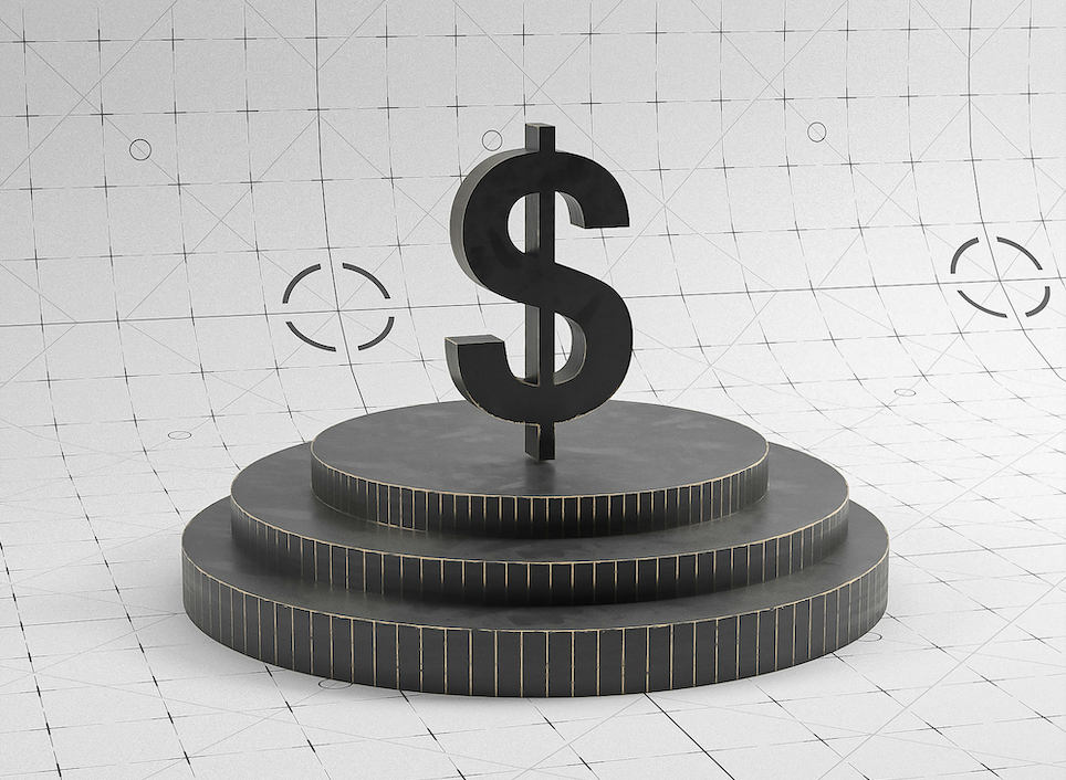 An illustration for an article on SaaS subscription models, showing six glowing blue columns rising in ascending steps like SaaS pricing tiers.