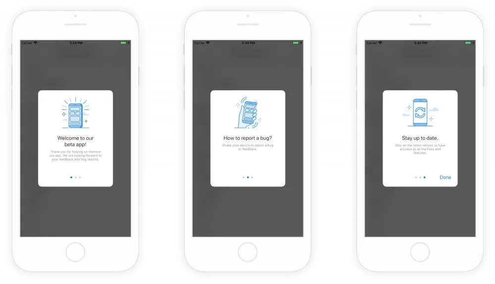 Instabug iOS SDK user onboarding for beta apps