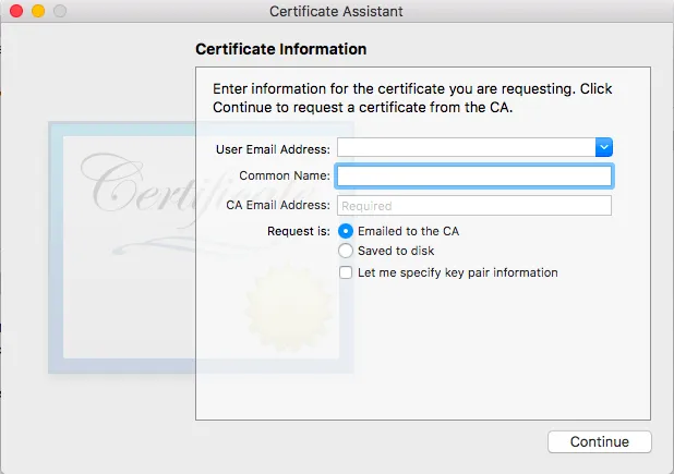 push certificate .pem