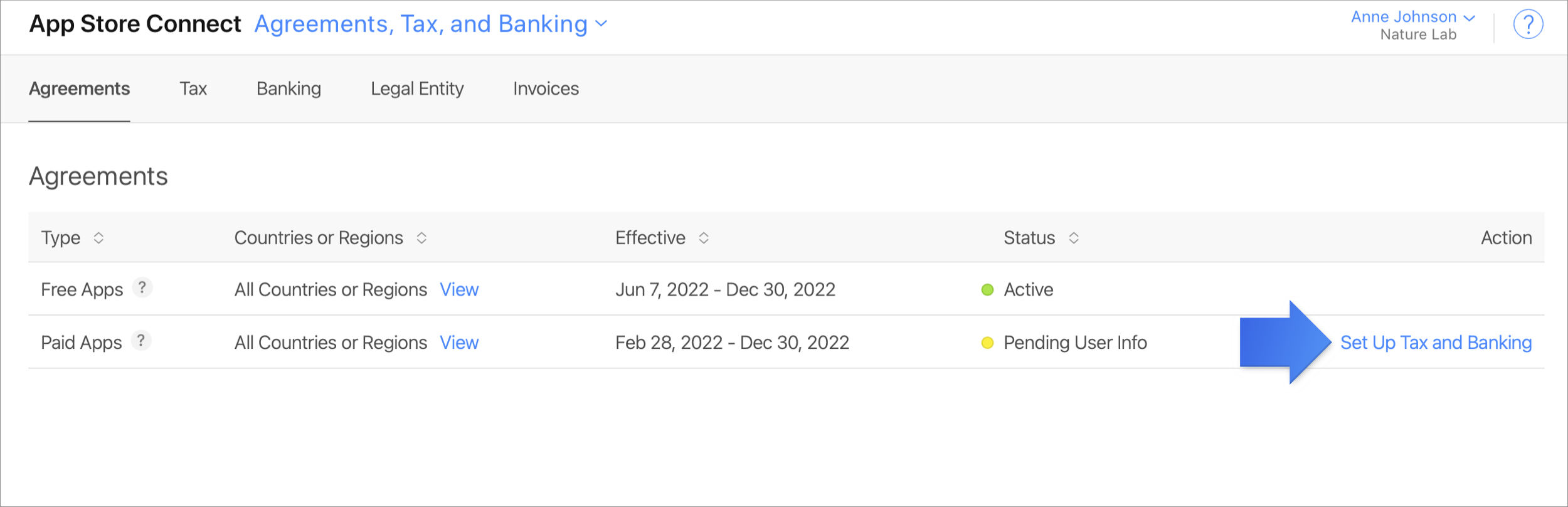 Set up tax and banking on App Store Connect