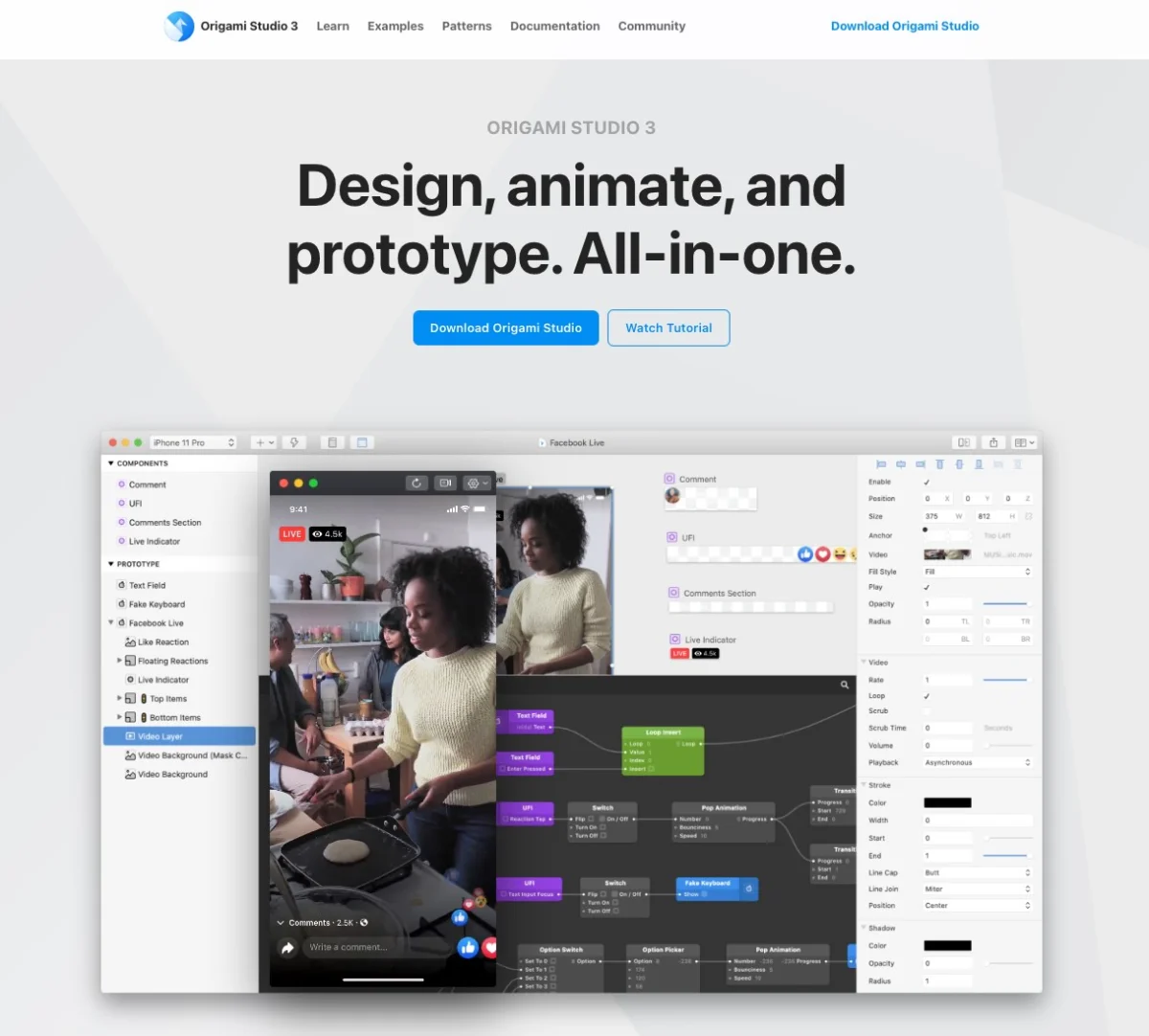 Origami studio mobile app design tool