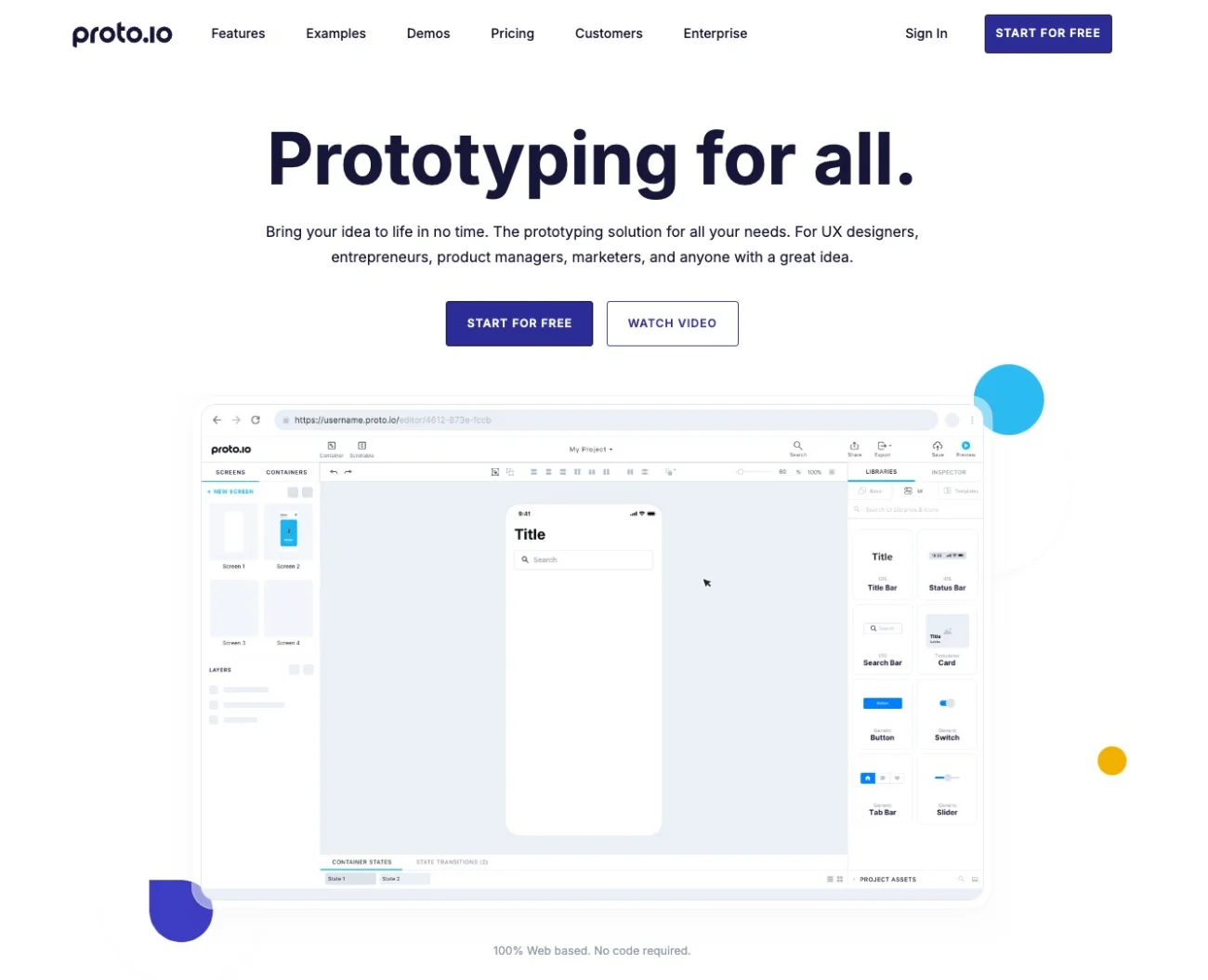 Proto.io mobile app design tool